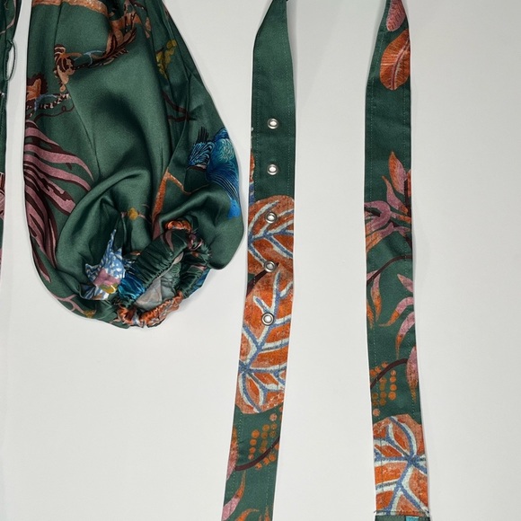 Caballero Floral Green Satin Dress - Picture 15 of 15